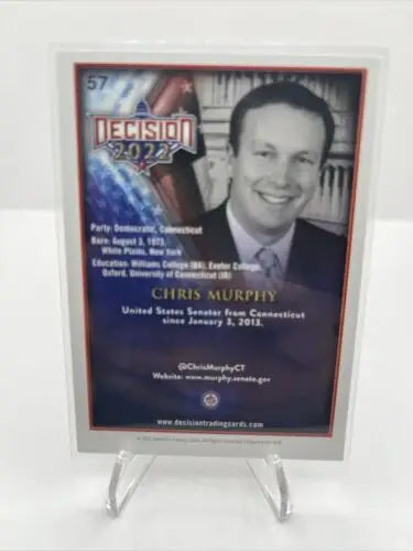 Chris Murphy trading card featuring Decision 2022 design for political trading collectors