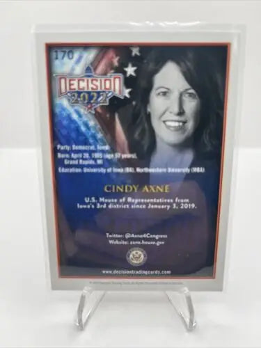 Cindy Axne non-sport trading card from Decision 2022, featuring card #170