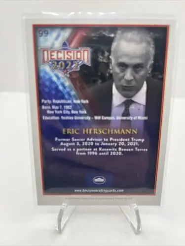 Eric Herschmann trading card from Decision 2022 political trading cards collection