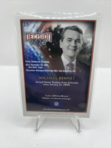 Michael Bennet trading card featuring the Decision 2022 Michael Bennet Card #15 design