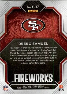 Deebo Samuel - 2022 Panini Prizm - #F-17 - Fireworks Football - Football Card Single