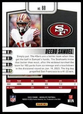 Deebo Samuel 2023 Panini Absolute Retail #68 San Francisco 49ers - Football Card Single