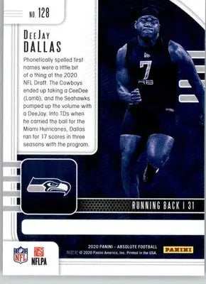 DeeJay Dallas - 2020 Panini Absolute - #128 - RC Retail Football - Football Card Single