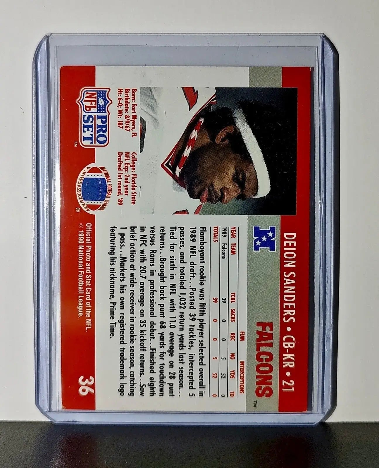Deion Sanders 1990 Pro Set NFL #36 Card Atlanta Falcons