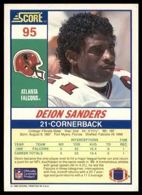 Deion Sanders 1990 Score #95 Atlanta Falcons - Football Card Single
