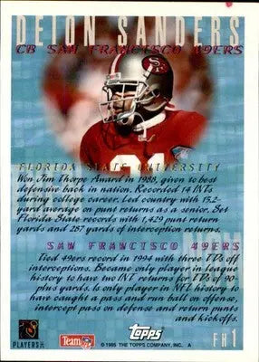 Deion Sanders - 1995 Topps - #FH1 - Florida Hotbed Football - Football Card Single
