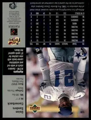 Deion Sanders 1997 Upper Deck #139 Dallas Cowboys - Football Card Single