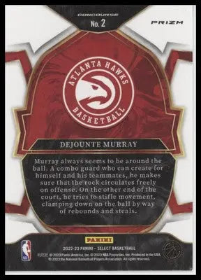 Dejounte Murray 2022-23 Panini Select Blue Cracked Ice Prizms #2 Atlanta Hawks - Basketball Card Single