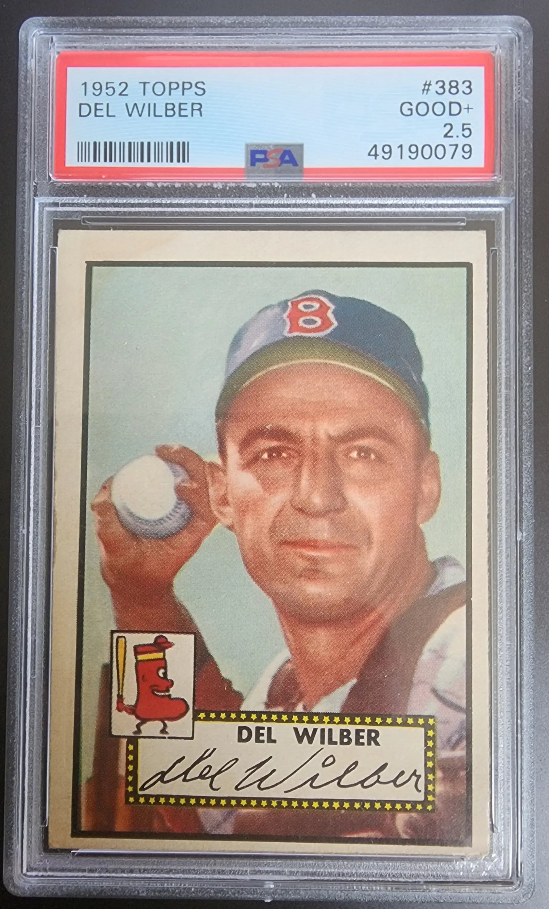PSA-graded 1952 Topps Del Wilber baseball card for collectors of trading cards