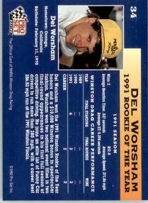 Del Worsham - 1992 Pro Set NHRA - #34 - Racing - Racing Card Single