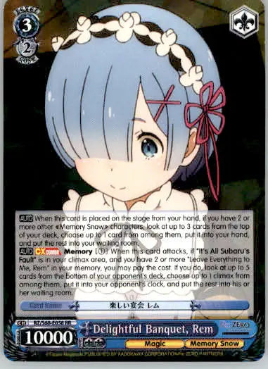 Delightful Banquet Rem - Re:ZERO Memory Snow - RZ/S68-E058 RR - NM - TCG Card Single
