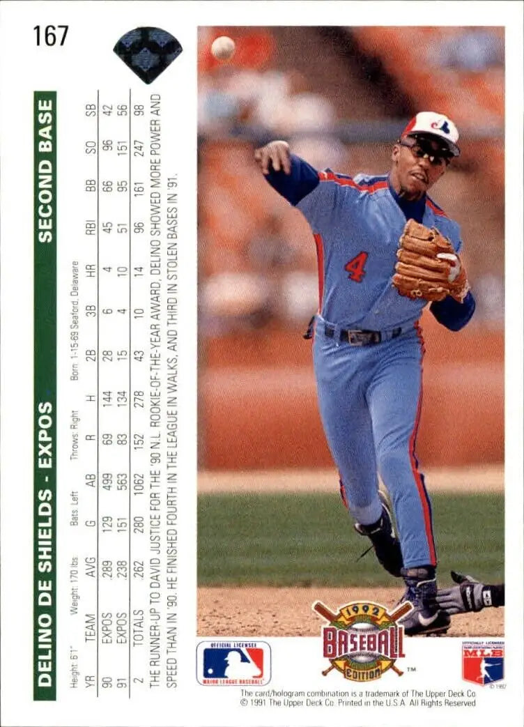 Delino DeShields 1992 Upper Deck MLB #167 Baseball Card Montreal Expos - Baseball Card Single