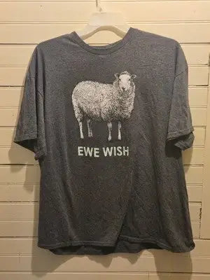 Delta Pro Weight T-Shirt Mens 2XL Gray Ewe Wish Sheep Graphic Tee Short Sleeve - Apparel