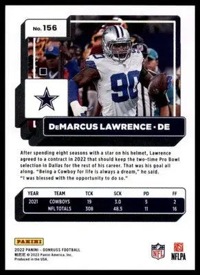 DeMarcus Lawrence 2022 Donruss #156 Dallas Cowboys - Football Card Single