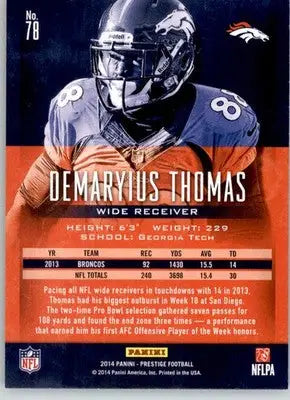 Demaryius Thomas - 2014 Panini Prestige - #78 - Football - Football Card Single