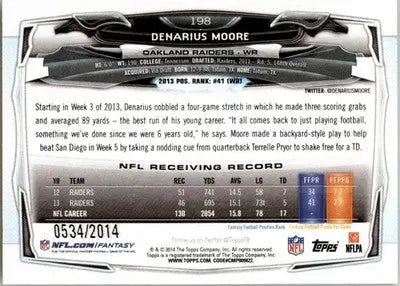 Denarius Moore - 2014 Topps - #198 - Gold #/2014 SN Football - Football Card Single