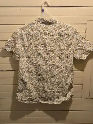 Denim & Flower Ricky Singh Shirt Mens XL Floral Short Sleeve Button Front White - Apparel