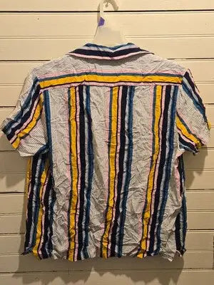 Denim & Flower Shirt Mens XL Striped Short Sleeve Button Front Multicolor Casual - Apparel