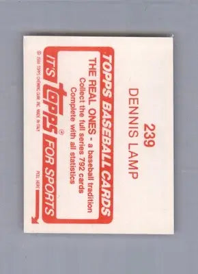 Dennis Lamp - 1984 Topps Stickers - #239 - Baseball - Baseball Card Single