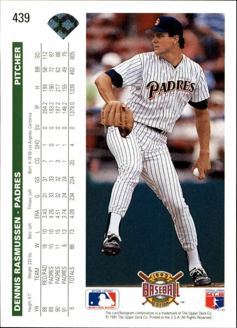 Dennis Rasmussen 1992 Upper Deck MLB #439 Baseball Card San Diego Padres - Baseball Card Single