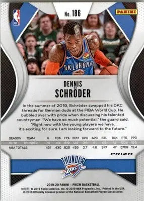Dennis Schroder - 2019-20 Panini Prizm - #186 - Prizms Silver Basketball - Basketball Card Single