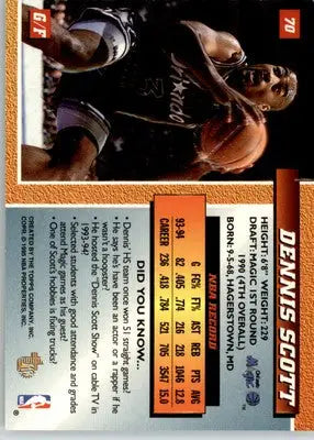 Dennis Scott - 1994-95 Topps Embossed - #70 - Basketball - Basketball Card Single