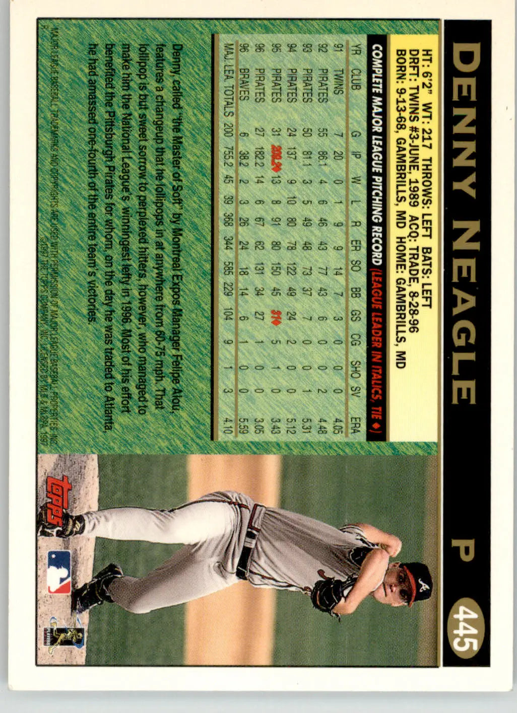 Denny Neagle - 1997 Topps - #445 - Baseball - Baseball Card Single