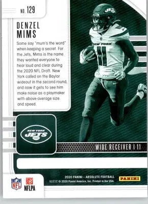 Denzel Mims - 2020 Panini Absolute - #129 - Red Rookie Football - Football Card Single