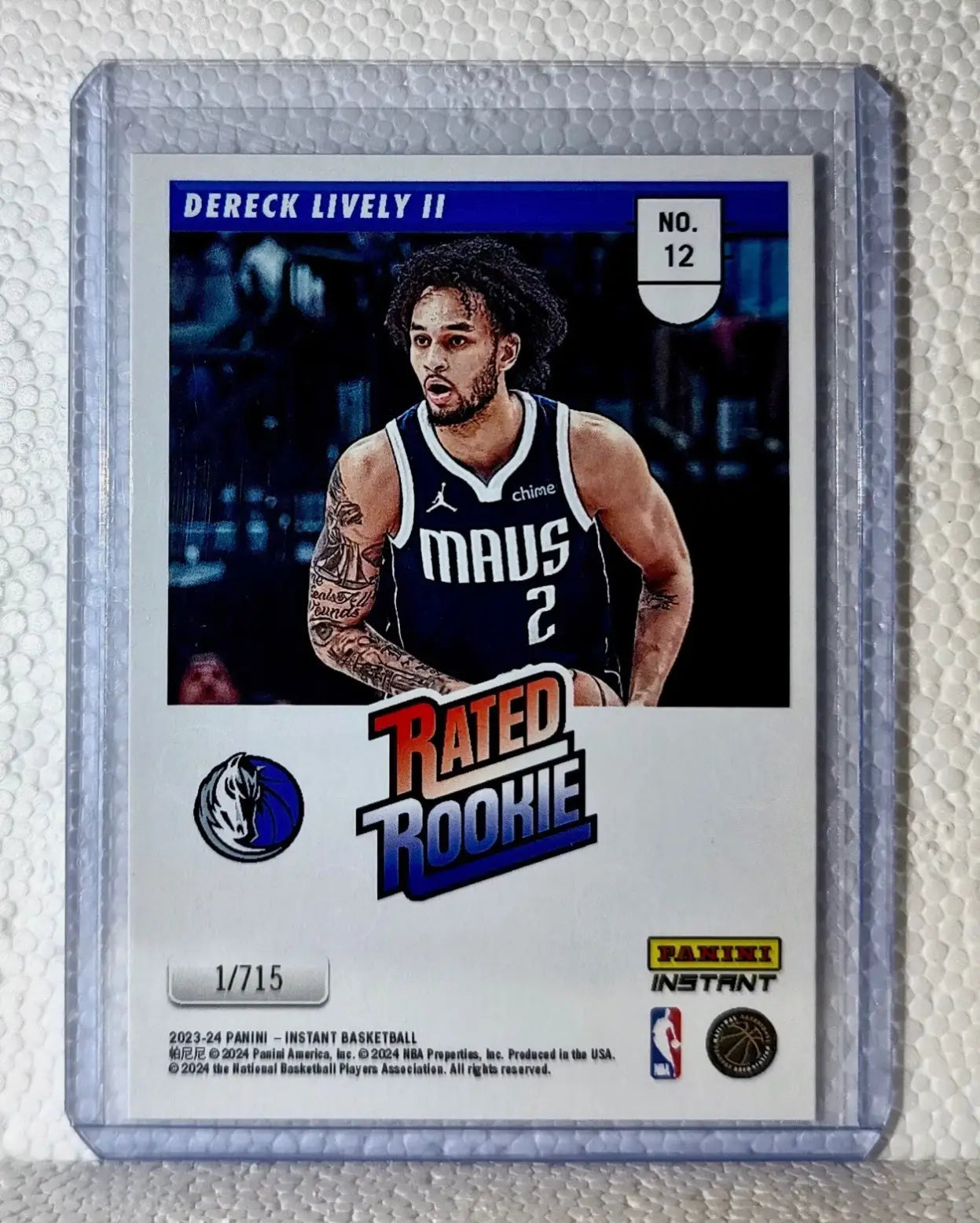 Dereck Lively II 2023-24 Panini NBA #12 Rated Rookie Retro Card 1/715
