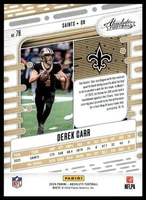 Derek Carr 2024 Panini Absolute Retail #76 New Orleans Saints - Football Card Single