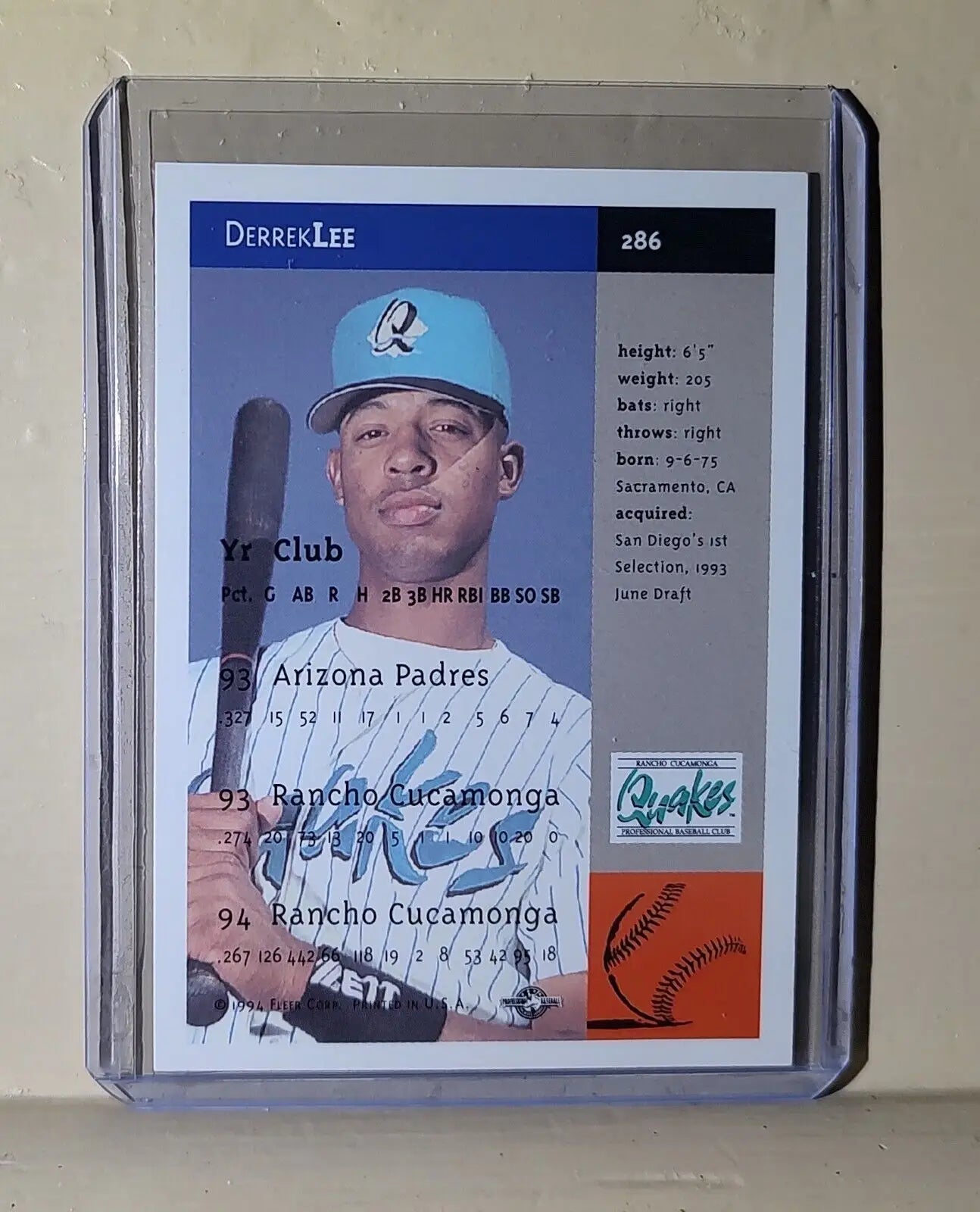 Derek Lee 1994-95 Fleer Excel MLB #286 Baseball Card Rancho Cucamonga Quakes - Baseball Card Single