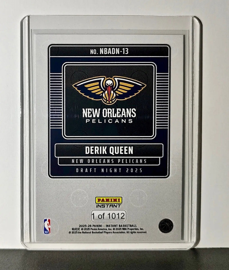 Derik Queen Rookie 2025-26 Panini NBA #13 Draft Night Card New Orleans Pelicans