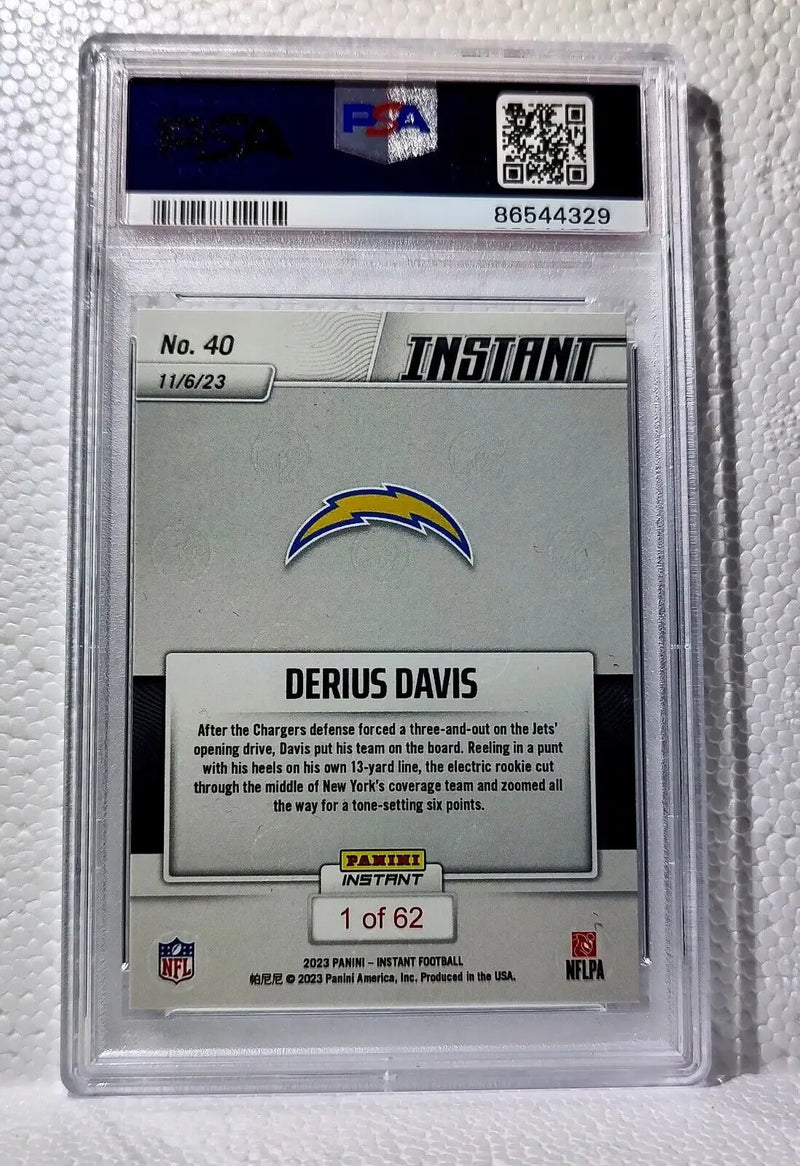 Derius Davis 2023 Panini NFL Rookie #40 Card 1 of 62 Chargers PSA 10 Gem Mint - Football Card Single