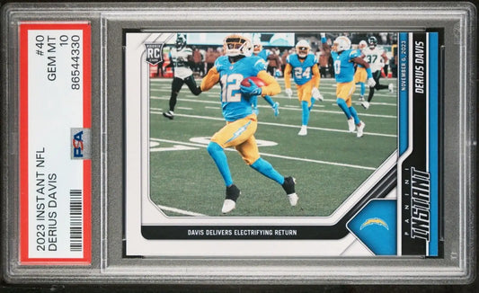 Derius Davis 2023 Panini NFL Rookie #40 Card 1 of 62 Chargers PSA 10 Gem Mint - Football Card Single