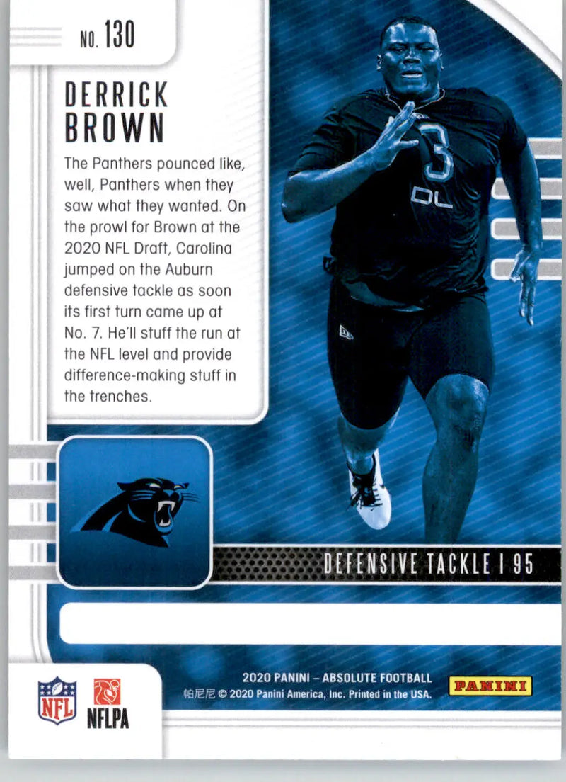 Derrick Brown - 2020 Panini Absolute - #130 - RC Retail Football - Football Card Single