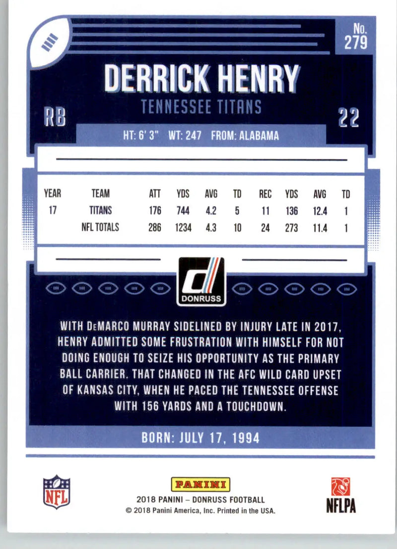 Derrick Henry - 2018 Donruss - #279 - Football - Football Card Single