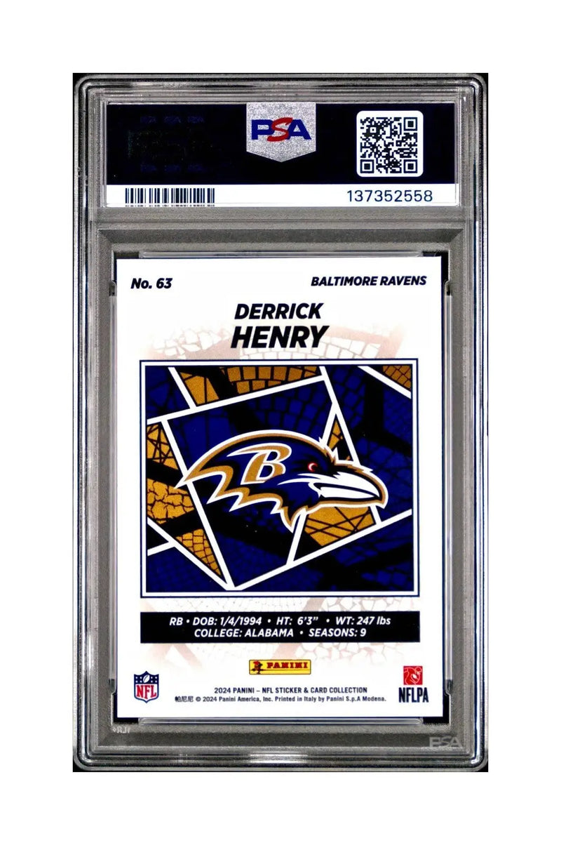 Derrick Henry 2024 Panini Sticker Collection 001/049 #63 Bronze Foil PSA 9 Mint