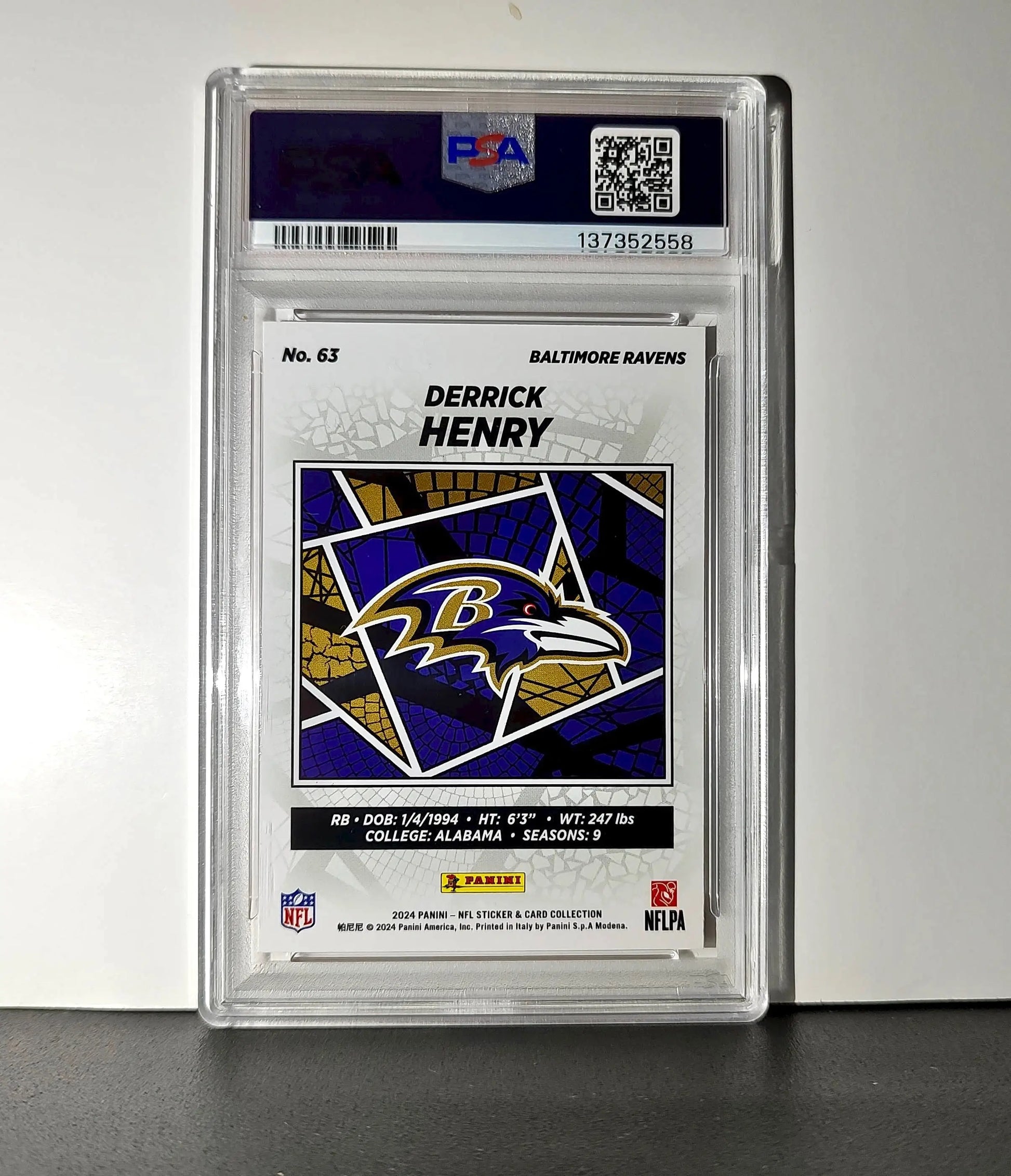 Derrick Henry 2024 Panini Sticker Collection 001/049 #63 Bronze Foil PSA 9 Mint
