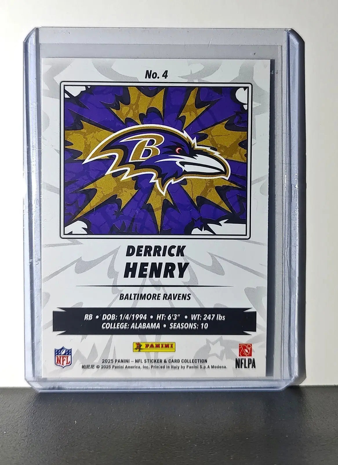 Derrick Henry 2025 Panini NFL #4 Foil Sticker Card Baltimore Ravens