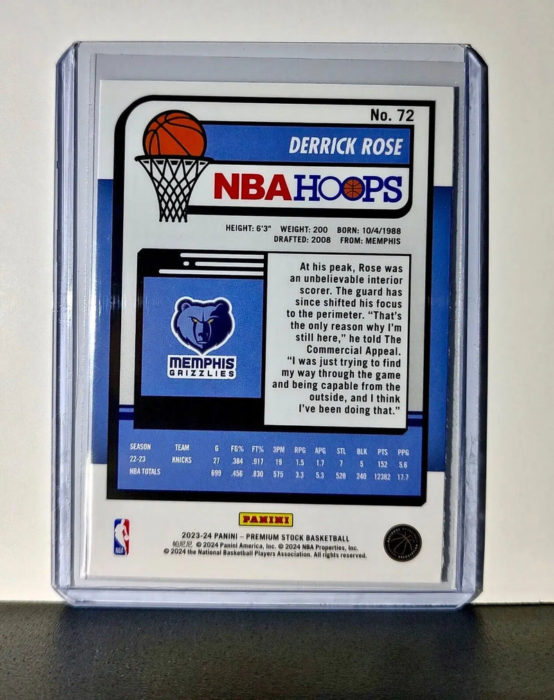 Derrick Rose 2023-24 Panini Premium Stock NBA Hoops #72 Card Memphis Grizzlies