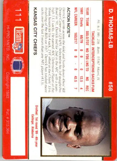 Derrick Thomas - 1992 Action Packed - #111 - Football - Football Card Single