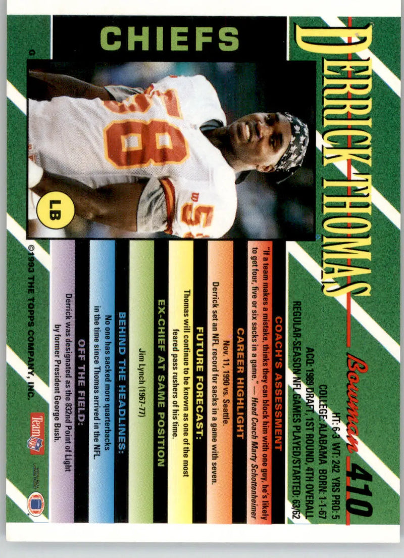 Derrick Thomas - 1993 Bowman - #410 - Football - Football Card Single