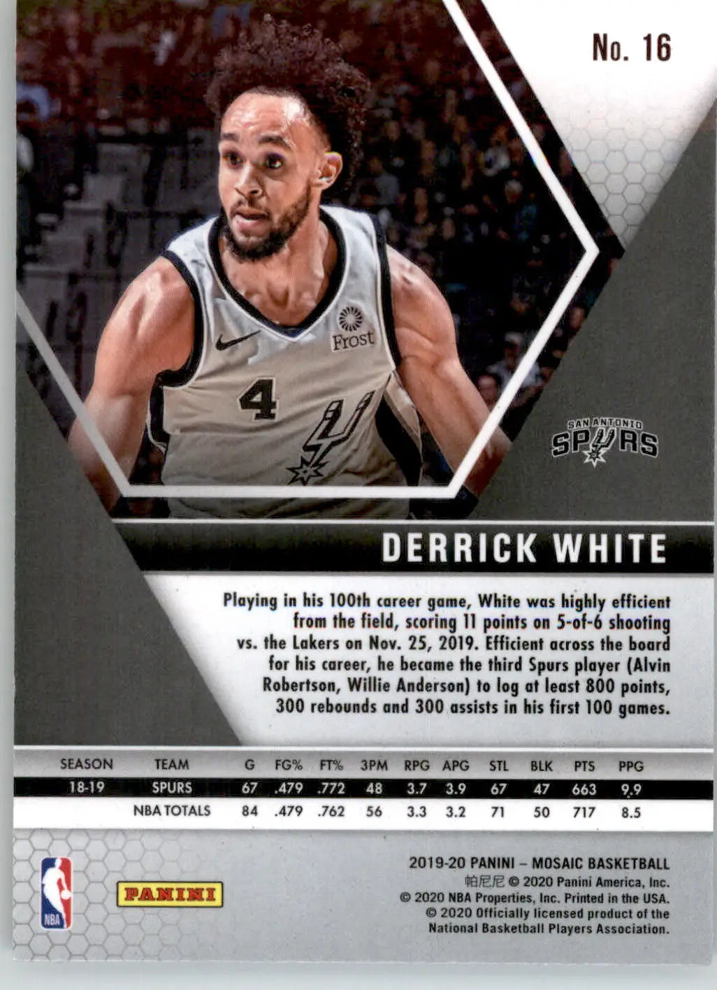 Derrick White - 2019-20 Panini Mosaic - #16 - Basketball - Basketball Card Single