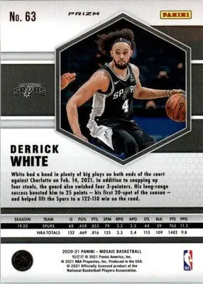 Derrick White - 2020-21 Panini Mosaic - #63 - Mosaic Reactive Orange Basketball - Basketball Card Single