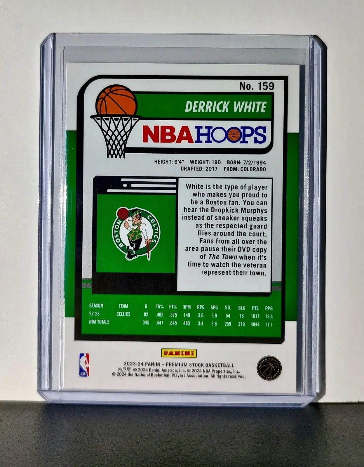 Derrick White 2023-24 Panini Premium Stock NBA Hoops #159 Card Boston Celtics