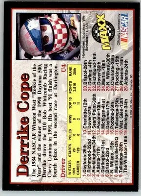 Derrike Cope - 1992 Maxx Update Black - #U4 - Racing - Racing Card Single