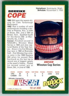 Derrike Cope - 1993 Maxx - #10 - Racing - Racing Card Single