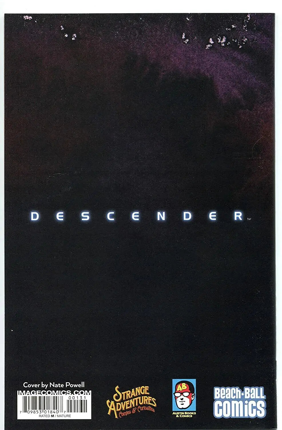 Comic book cover of Descender #1 2015 Austin Books Beach Ball Variant with trading cards