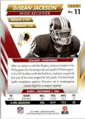 DeSean Jackson - 2014 Panini Absolute - #11 - Retail Football - Football Card Single