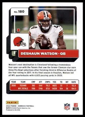 Deshaun Watson 2022 Donruss #180 Cleveland Browns - Football Card Single